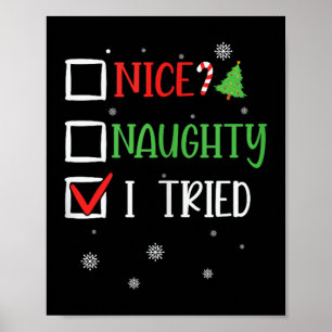 Nice Naughty I Tried Whimsical Christmas Tank Top Poster