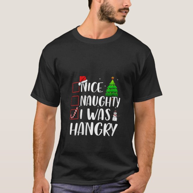 Nice Naughty I was Hangry Christmas Matching Top V (Front)