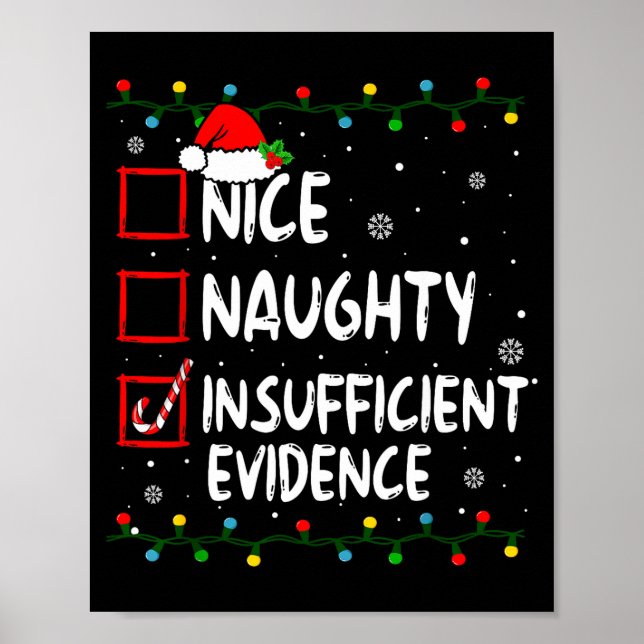 Nice Naughty Insufficient Evidence Christmas Santa Poster (Front)