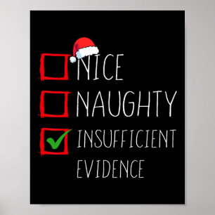 Nice Naughty Insufficient Evidence Christmas Santa Poster