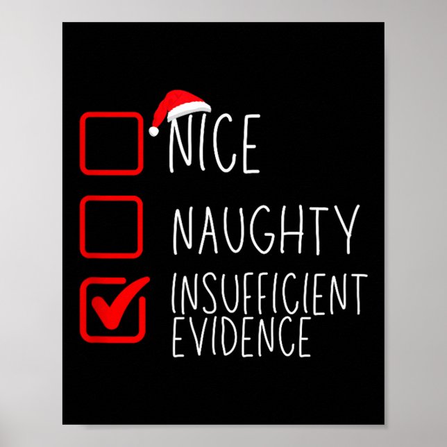 Nice Naughty Insufficient Evidence Christmas Santa Poster (Front)