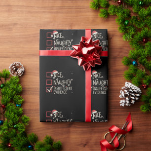 Nice Naughty Insufficient Evidence Christmas Santa Wrapping Paper