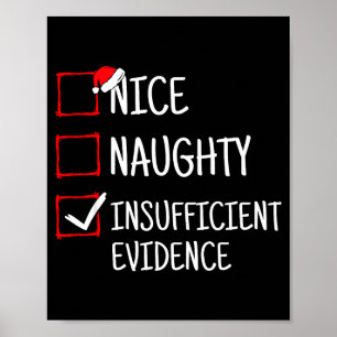 Nice Naughty Insufficient Evidence Funny Christmas Poster