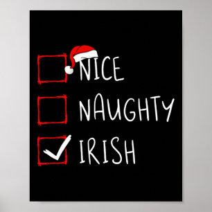Nice Naughty Irish Christmas Ireland Heritage Root Poster