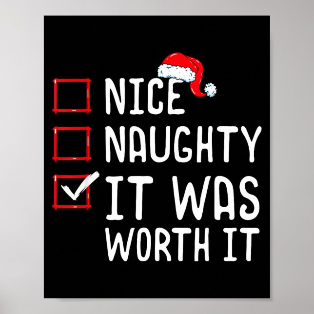 Nice Naughty It Was Worth It Christmas List  Poster (Front)