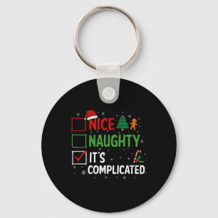Nice Naughty Its Complicated Christmas List Santa Key Ring