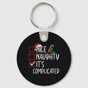 Nice Naughty Its Complicated Christmas List Santa Key Ring