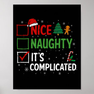 Nice Naughty Its Complicated Christmas List Santa Poster