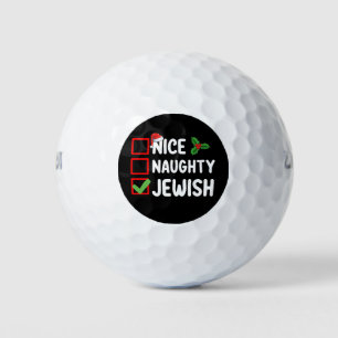 Nice Naughty Jewish Christmas List Family Holiday Golf Balls