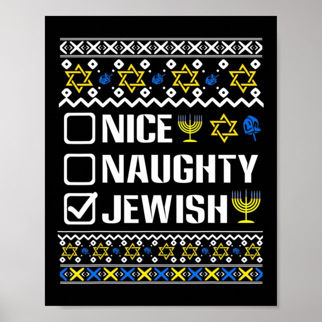 Nice Naughty Jewish Hanukkah Chanukah Jewish Sweat Poster (Front)