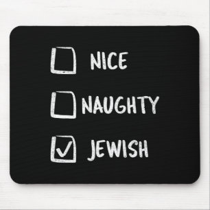 Nice Naughty Jewish Hanukkah Gift Christmas Mouse Pad