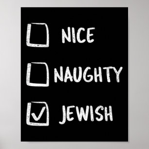 Nice Naughty Jewish Hanukkah Gift Christmas Poster
