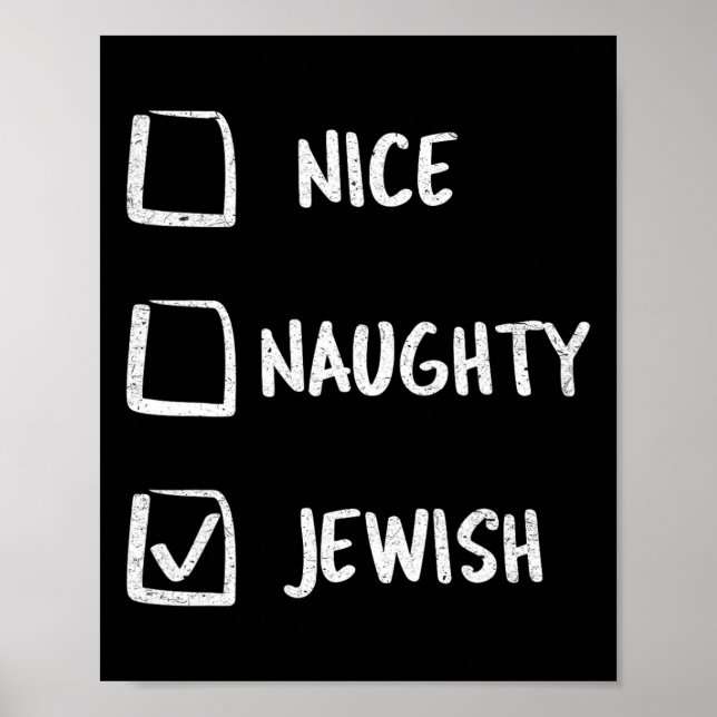 Nice Naughty Jewish Hanukkah Gift Christmas  Poster (Front)