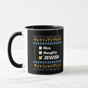 Nice Naughty Jewish Hanukkah Ugly Sweater Mug