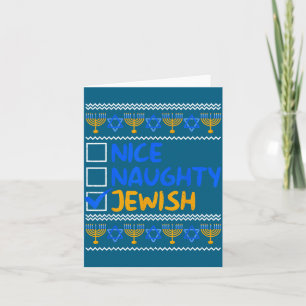 Nice Naughty Jewish Ugly Hanukkah Chanukah Sweater Card