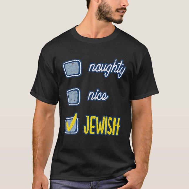 Nice Naughty Jewish Ugly Hanukkah Sweater Chanukah (Front)