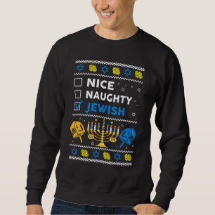 Nice Naughty Jewish Ugly Hanukkah Sweater Chanukah