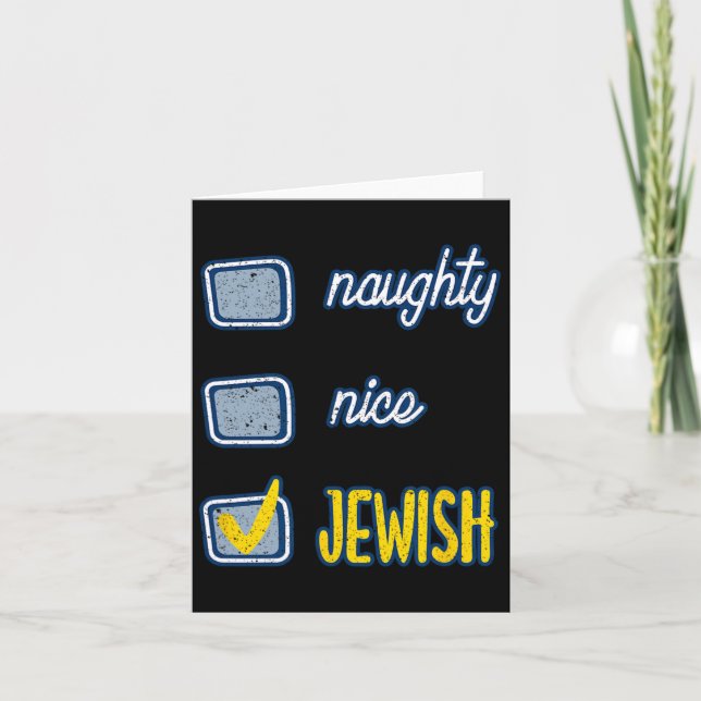 Nice Naughty Jewish Ugly Hanukkah Sweater Chanukah Card (Front)