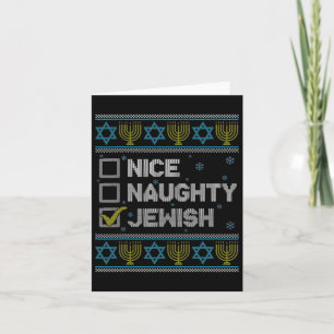 Nice Naughty Jewish Ugly Hanukkah Sweater Chanukah Card