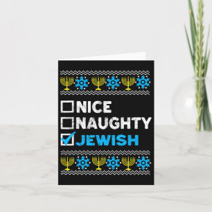 Nice Naughty Jewish Ugly Hanukkah Sweater Chanukah Card