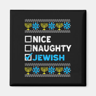 Nice Naughty Jewish Ugly Hanukkah Sweater Chanukah Magnet
