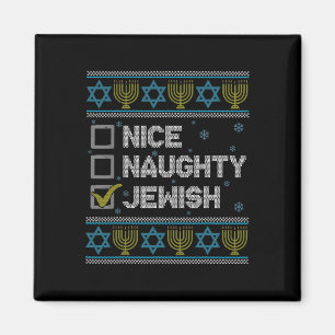 Nice Naughty Jewish Ugly Hanukkah Sweater Chanukah Magnet