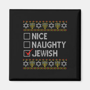 Nice Naughty Jewish Ugly Hanukkah Sweater Funny Ch Magnet
