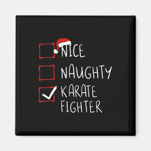 Nice Naughty Karate Fighter List Christmas Santa C Magnet