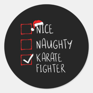 Nice Naughty Karate Fighter List Christmas Santa Classic Round Sticker