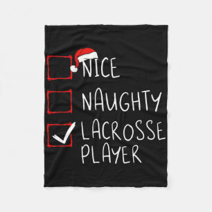 Nice Naughty Lacrosse Player List Christmas Santa Fleece Blanket