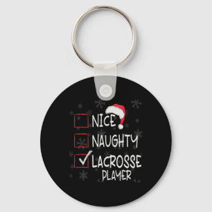 Nice Naughty Lacrosse Player List Christmas Santa Key Ring