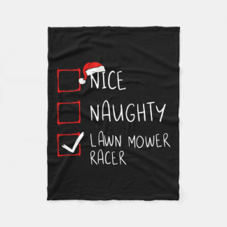 Nice Naughty Lawn Mower Racer List Christmas Santa Fleece Blanket
