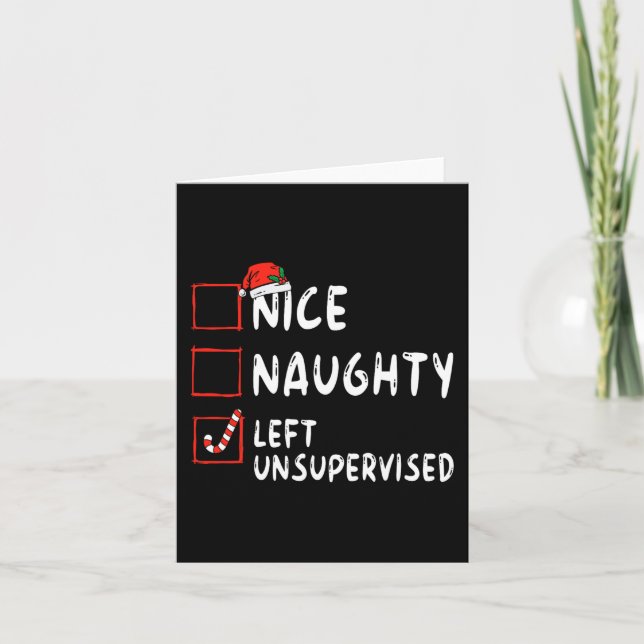 Nice Naughty Left Unsupervised Christmas List Fami Card (Front)