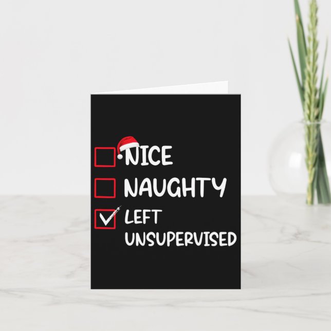 Nice Naughty Left Unsupervised Christmas List Fami Card (Front)