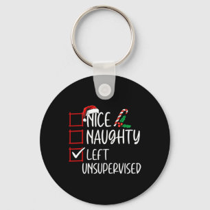 Nice Naughty Left Unsupervised Christmas List Funn Key Ring