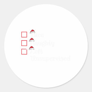 Nice Naughty Left Unsupervised Cute Christmas Classic Round Sticker