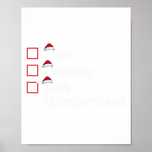 Nice Naughty Left Unsupervised Cute Christmas Poster