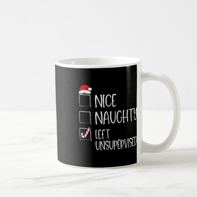 Nice Naughty Left Unsupervised Fun Christmas Santa Coffee Mug (Right)