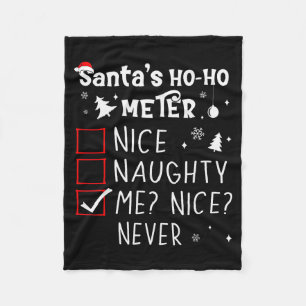 Nice Naughty Me_ Nice_ Never_ Christmas List Santa Fleece Blanket