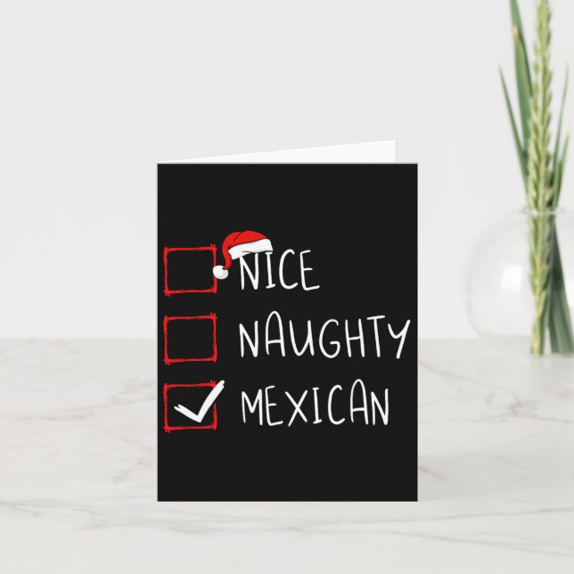 Nice Naughty Mexican Christmas Mexico Heritage Roo Card (Front)