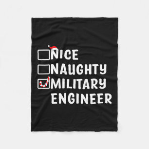 Nice Naughty Military Engineer Funny Christmas Eng Fleece Blanket