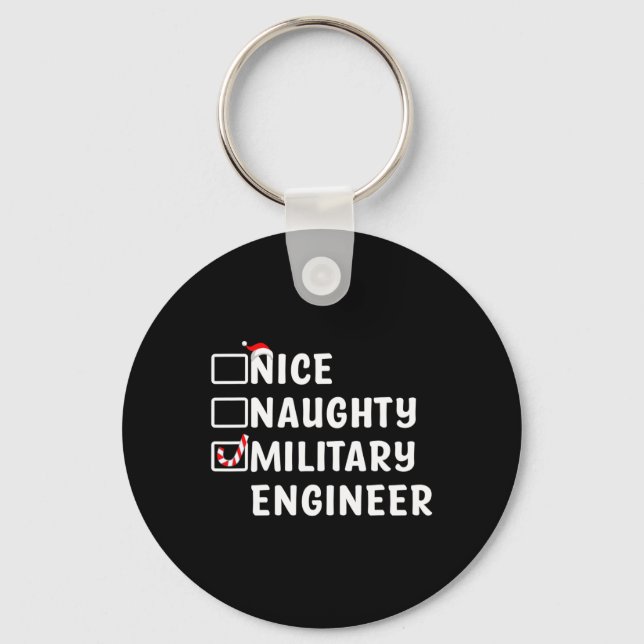 Nice Naughty Military Engineer Funny Christmas Eng Key Ring (Front)
