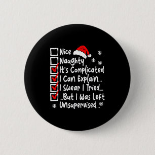 Nice Naughty Multi Checklist Funny Christmas List 6 Cm Round Badge