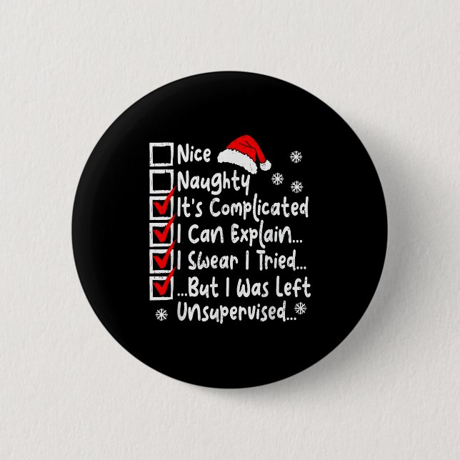 Nice Naughty Multi Checklist Funny Christmas List  6 Cm Round Badge (Front)