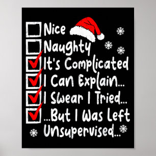 Nice Naughty Multi Checklist Funny Christmas List Poster