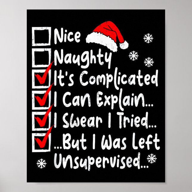 Nice Naughty Multi Checklist Funny Christmas List  Poster (Front)
