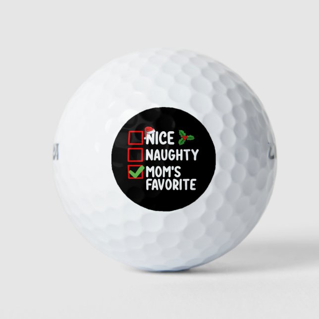 Nice Naughty Mum's Favourite Christmas List Family Golf Balls (Front)