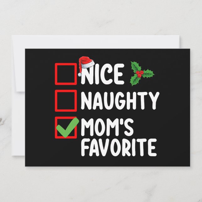 Nice Naughty Mum's Favourite Christmas List Family Invitation (Front)