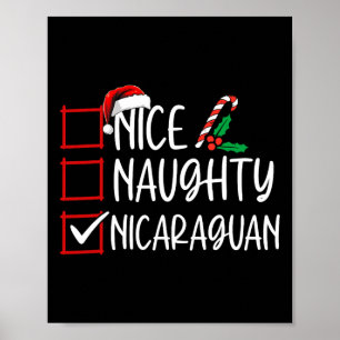 Nice Naughty Nicaraguan Christmas List Santa Claus Poster