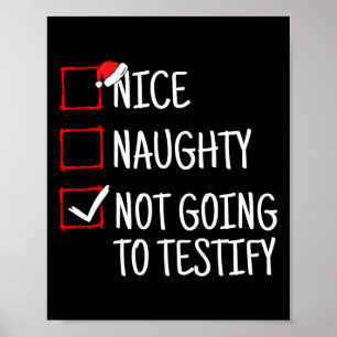 Nice Naughty Not Going To Testify Funny Christmas Poster